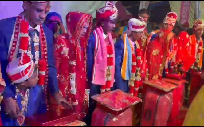 पहाड़पुर थाना के निगरानी में हुआ सामूहिक विवाह।